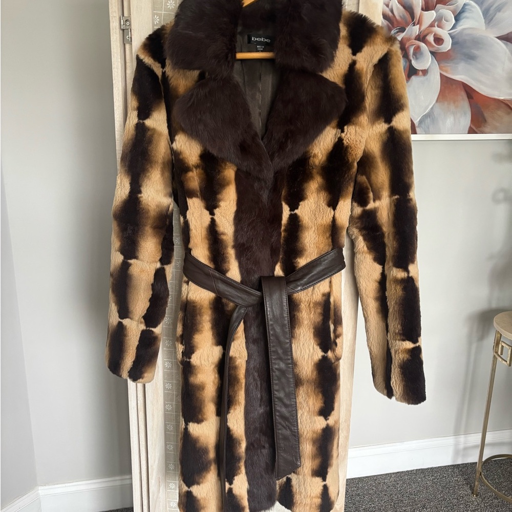 bebe Teddy Jacket in Brown and Tan